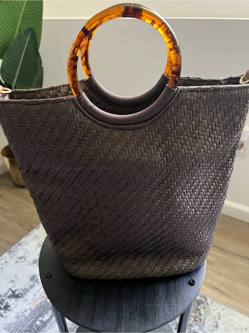 Banana Republic Woven Round-Handle Tote Bag in Brown
